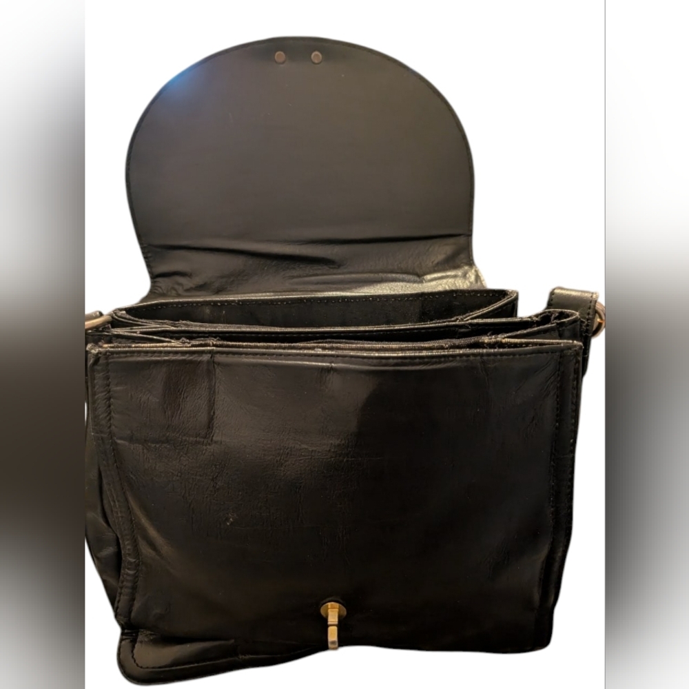 Vintage 1950's  Dofan Made In France  Black Leather Shoulder Purse Medium - Picture 9 of 16
